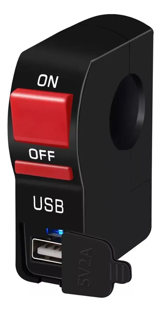 Interruptor Con Puerto Usb Para Luces Auxiliares De Moto