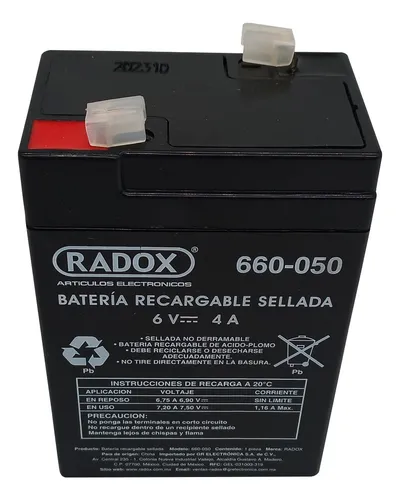[660-050] Batería Sellada 6 V 4 Ah Sellada Radox 660-050